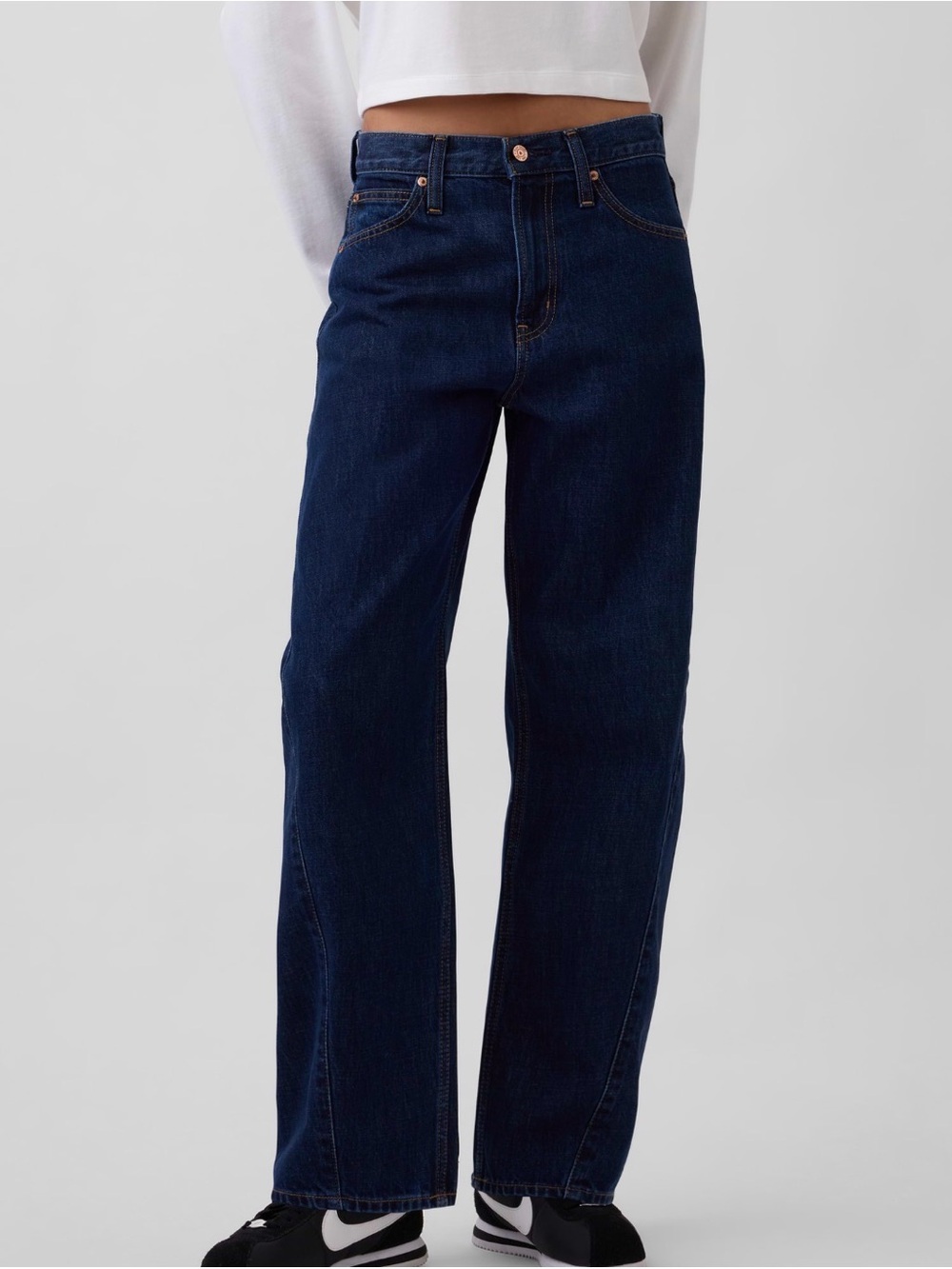 NWT Gap High Rise Barrel Jean, Dark Rinse, 28 long